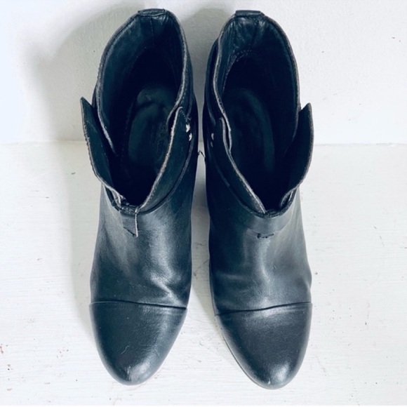 Rag & Bone Harrow Harness Strap Leather Heel Ankle Bootie Continuous Black 38.5 - Picture 3 of 14